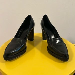 Jil Sander Black Leather Platform Loafers